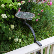 ACHLA Aspen Leaf Rail-Mount Birdbath | Antique Brass Plated and Verdigris Copper Bowl | Outdoor Deck & Balcony Accent | Model BB-04-RM
