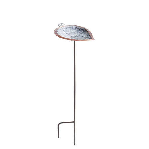 ACHLA Aspen Leaf Birdbath with Stand | Antique Brass and Verdi Finish Brass | Outdoor Garden & Patio Accent | 12.5 x 8.5 x 3 in | Model BB-04-S