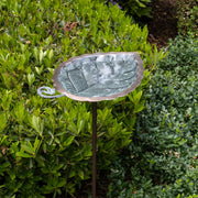 ACHLA Aspen Leaf Birdbath with Stand | Antique Brass and Verdi Finish Brass | Outdoor Garden & Patio Accent | 12.5 x 8.5 x 3 in | Model BB-04-S