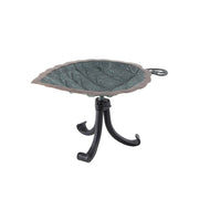 ACHLA Aspen Leaf Birdbath with Tripod Stand | Antique Brass Plated Brass and Black Wrought Iron | Garden Patio & Deck Accent | Model BB-04-TR
