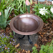 ACHLA Classic II Birdbath with Tripod Stand | Antique Copper Brass Bowl and Black Wrought Iron Base | Garden & Patio Bird Bath | Model BB-05-TR