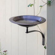 ACHLA Classic II Birdbath with Wall Mount Bracket | Antique Copper Brass and Black Wrought Iron | Patio & Garden Bird Bath | Model BB-05-WM
