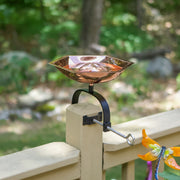 ACHLA Bee Fountain & Birdbath Over Rail Bracket | Copper Plated Stainless Steel and Black Wrought Iron | Deck, Balcony & Porch | Model BB-07-OR2