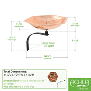 ACHLA Bee Fountain & Birdbath | Copper-Plated Stainless Steel and Wrought Iron | Pollinator Garden & Patio Water Feature | Model BB-07-WM