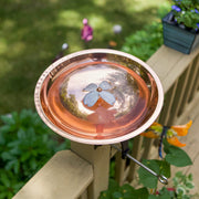 ACHLA Dogwood Birdbath Over Rail Bracket | Copper Plated Patina Stainless Steel and Wrought Iron | Deck & Balcony Pollinator Waterer | Model BB-08-OR2