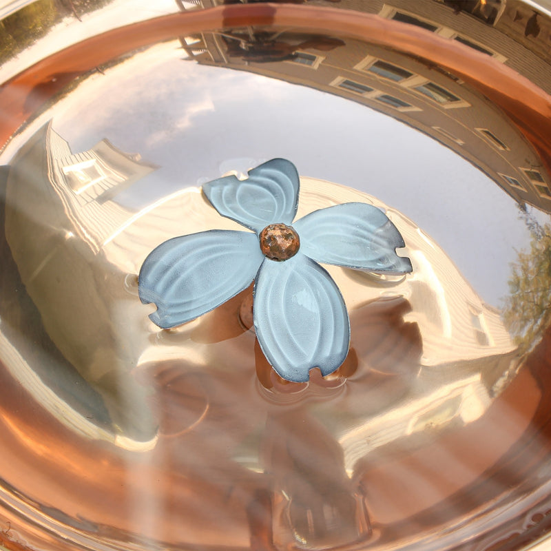 ACHLA Dogwood Birdbath Over Rail Bracket | Copper Plated Patina Stainless Steel and Wrought Iron | Deck & Balcony Pollinator Waterer | Model BB-08-OR2
