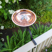 ACHLA Dogwood Birdbath with Rail Mount Bracket | Copper Plated Stainless Steel and Wrought Iron | Deck, Porch & Balcony Birdbath | Model BB-08-RM