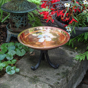 ACHLA Dogwood Birdbath with Tripod Stand | Copper Plated Stainless Steel and Wrought Iron | Garden & Patio Pollinator Watering | Model BB-08-TR