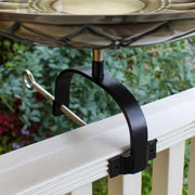 ACHLA African Daisy Birdbath Over Rail Bracket | Antique Brass & Wrought Iron | Deck & Balcony Bird Watching | 16.75 x 16 x 9 in | Model BB-09-OR2