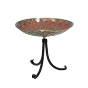 ACHLA Red African Daisy Birdbath Tripod Stand | Antique Brass and Red Patina with Wrought Iron | Garden & Patio Accent | Model BB-09R-TR2