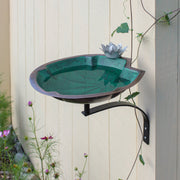 ACHLA Lilypad 14in Wall-Mounted Birdbath | Antique Copper and Patina Brass Bowl on Black Wrought Iron Bracket | Patio & Garden | Model BB-10-WM