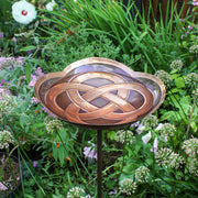 ACHLA Dara Knot Staked Birdbath | Antique Copper Brass and Wrought Iron | Garden & Patio Bird Bath | 10.5 x 11.75 x 39 in | Model BB-11-S