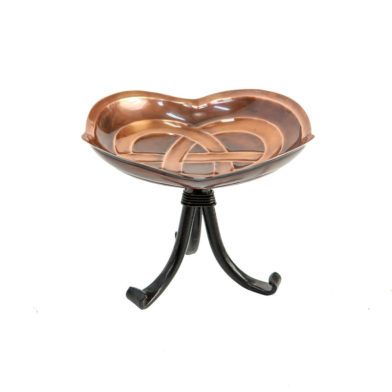 ACHLA Dara Knot Birdbath with Tripod Stand | Celtic Love Knot Copper-Plated Brass and Wrought Iron | Garden & Patio Bird Bath | Model BB-11-TR