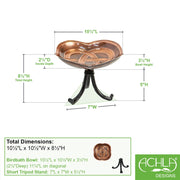 ACHLA Dara Knot Birdbath with Tripod Stand | Celtic Love Knot Copper-Plated Brass and Wrought Iron | Garden & Patio Bird Bath | Model BB-11-TR