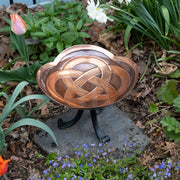 ACHLA Dara Knot Birdbath with Tripod Stand | Celtic Love Knot Copper-Plated Brass and Wrought Iron | Garden & Patio Bird Bath | Model BB-11-TR