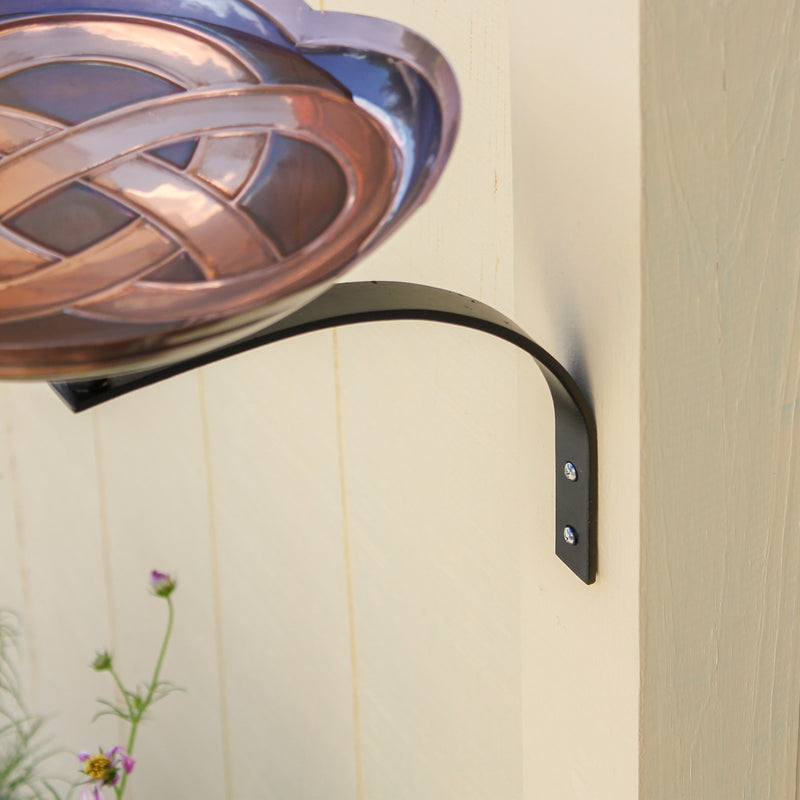 ACHLA Dara Knot Birdbath with Wall Bracket | Antique Copper Brass and Black Wrought Iron | Garden & Patio Bird Bath | 10 x 14 x 12 in | Model BB-11-WM
