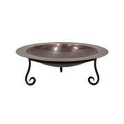 ACHLA 18in Classic Copper Birdbath | Antique Copper Brass Bowl on Black Wrought Iron Stand | Garden & Patio Bird Bath | Model BB-12-S2
