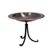 ACHLA 18in Birdbath with Tall Tripod Stand | Antique Copper Brass Bowl and Black Wrought Iron Base | Garden & Patio Accent | Model BB-12T-TR2