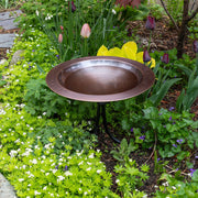 ACHLA 18in Birdbath with Tall Tripod Stand | Antique Copper Brass Bowl and Black Wrought Iron Base | Garden & Patio Accent | Model BB-12T-TR2