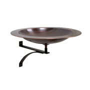 ACHLA 18in Wall-Mounted Birdbath | Antique Copper Brass Bowl and Black Wrought Iron Bracket | Porch & Deck Garden Accent | Model BB-12T-WM2