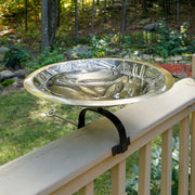 ACHLA Three Hares Birdbath Over Rail Bracket | Antique Brass and Black Wrought Iron | Garden & Patio Accent | 18 x 18 x 8.5 in | Model BB-18-OR2