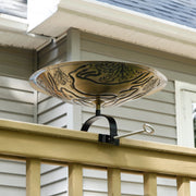 ACHLA Three Hares Birdbath Over Rail Bracket | Antique Brass and Black Wrought Iron | Garden & Patio Accent | 18 x 18 x 8.5 in | Model BB-18-OR2