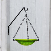 ACHLA Fern Green Hanging Birdbath | Crackled Glass Bowl with Black Wrought Iron Chain | Garden & Patio Bird Bath | Model BBH-02FG