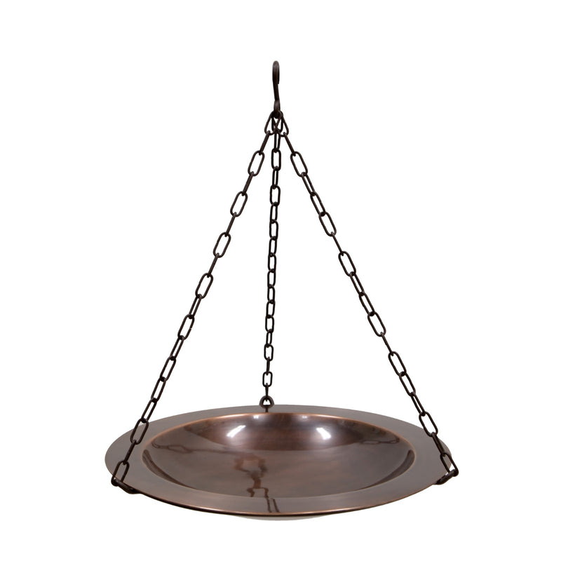 ACHLA Classic 18in Hanging Birdbath | Antique Copper and Roman Bronze Wrought Iron | Garden & Yard Wildlife Decor | 18 x 18 x 23 in | Model BBH-04CP