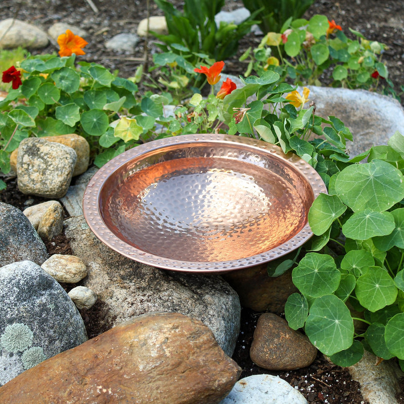 ACHLA Hammered Copper Bowl with Rim | 12.5in Polished Copper Decorative Bowl | Entryway & Kitchen Accent | 12 x 12 x 3 in | Model BBHC-01