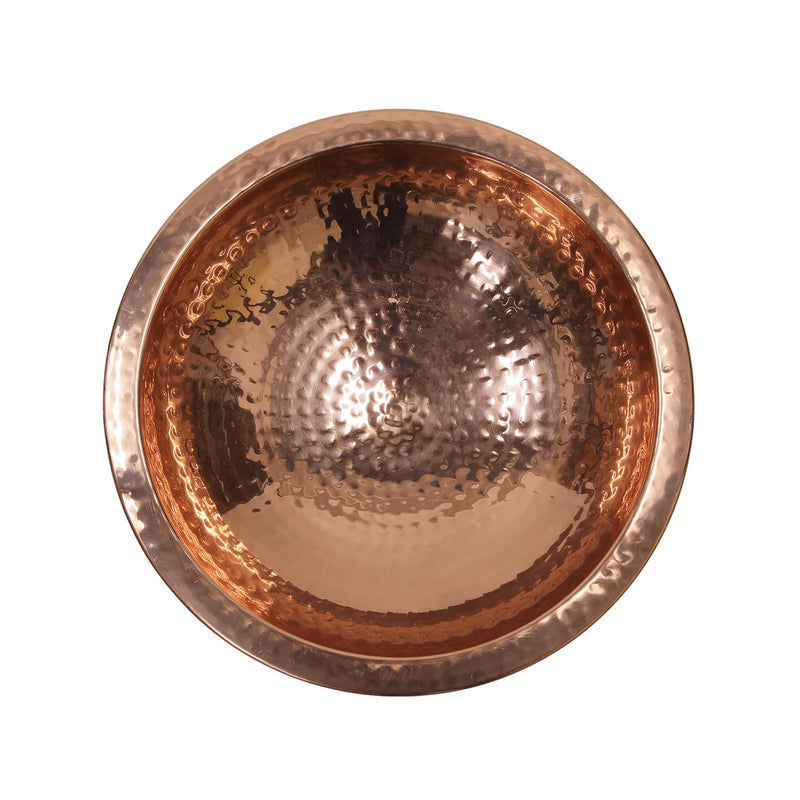 ACHLA Hammered Copper Bowl with Rim | 12.5in Polished Copper Decorative Bowl | Entryway & Kitchen Accent | 12 x 12 x 3 in | Model BBHC-01