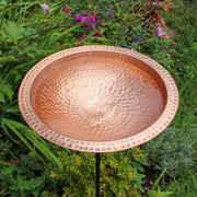 ACHLA Hammered Solid Copper Birdbath | Satin Copper and Roman Bronze Wrought Iron | Garden & Patio Bird Bath | 12 x 12 x 39 in | Model BBHC-02T-S