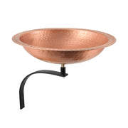 ACHLA Hammered Solid Copper Wall-Mount Birdbath | Rustic Satin Copper and Black Wrought Iron | Garden & Patio Wildlife Accent | Model BBHC-02T-WM