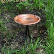 ACHLA Hammered Solid Copper Birdbath Tripod Stand | Satin Copper and Black Wrought Iron | Garden & Patio Bird Bath | Model BBHC-03T-TR2
