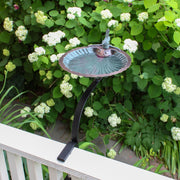 ACHLA Scallop Shell Birdbath Rail Mount | Antique Brass and Verdigris Patina Brass | Deck, Balcony & Porch Bird Bath | Model BBM-01-RM