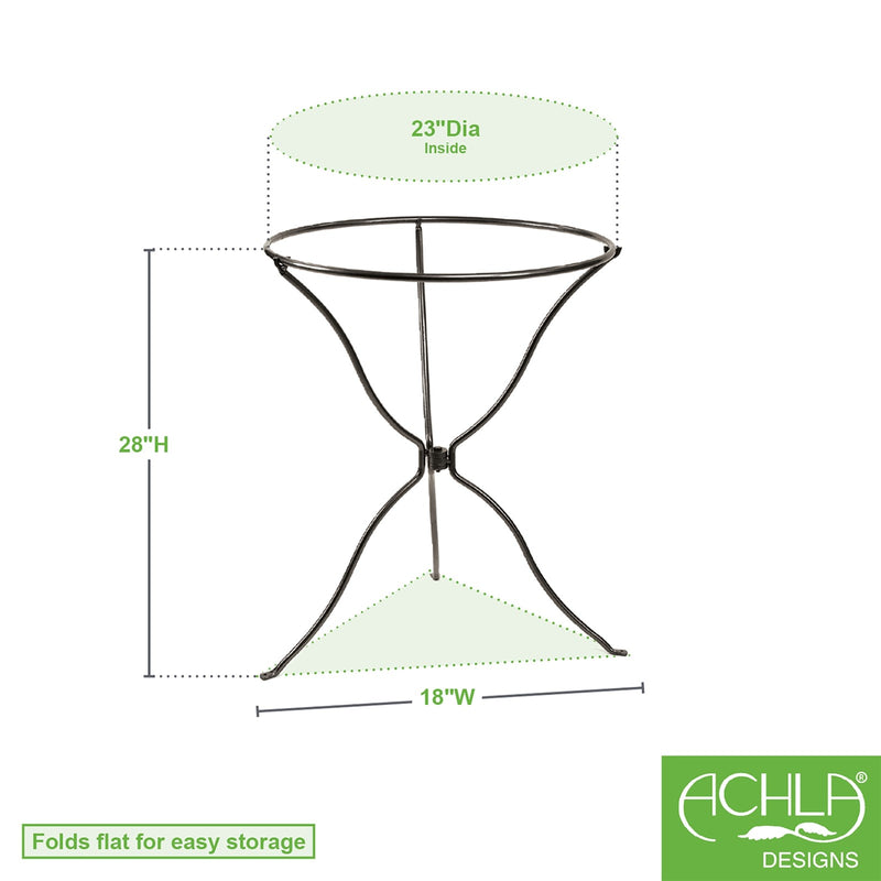 ACHLA Tripod Ring Stand | Graphite Powder-Coated Wrought Iron | Garden & Patio Birdbath Stand | 23in Dia x 29in H | Model BBS-14