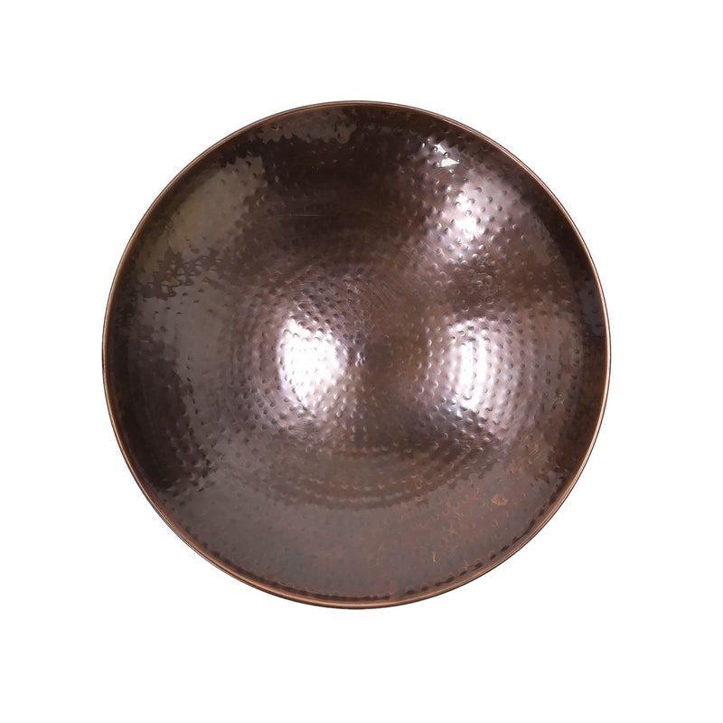 ACHLA Burnt Birdbath with Rail Mount Bracket | Hammered Copper Bowl on Black Wrought Iron | Deck, Porch & Balcony Birdbath | Model BCB-01-RM