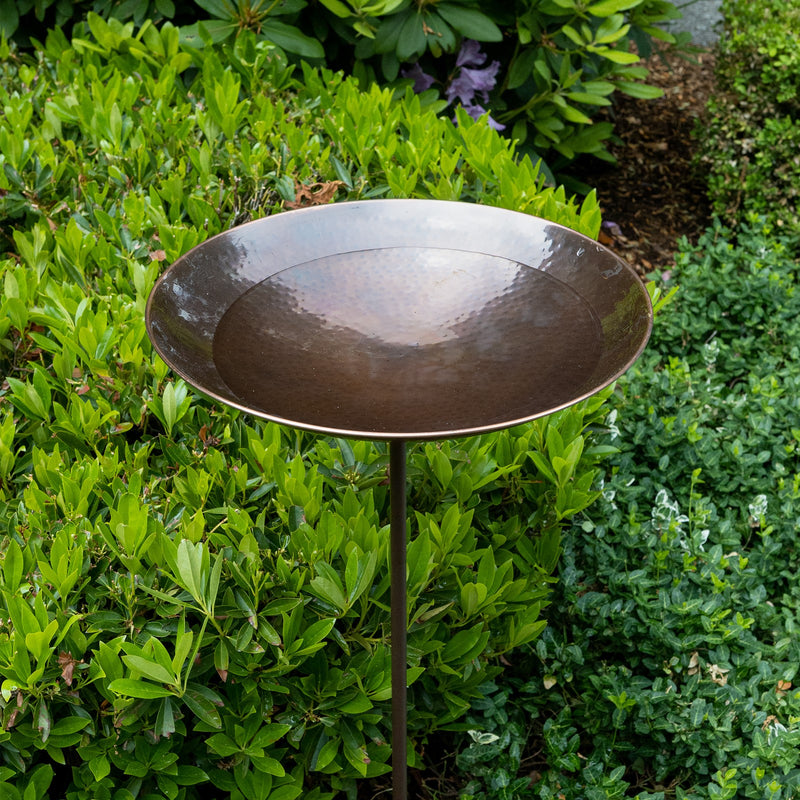 ACHLA Burnt Copper Birdbath with Stand | Hammered Stainless Steel Antique Copper Finish | Outdoor Garden & Patio Bird Bath | Model BCB-01-S