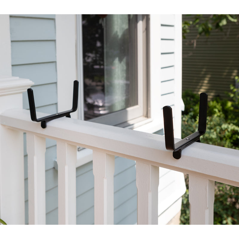 ACHLA Deck Bracket I Wrought Iron Flower Box Bracket | Black Wrought Iron | Deck & Patio Railing Planter Support | 6.25 x 5 in | Model BGK-13