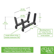 ACHLA 6in Flower Box Bracket for 2x6 Railing | Wrought Iron Black Powdercoat | Deck, Porch & Balcony Planter Support | 1 x 7 x 4 in | Model BGK-14-08