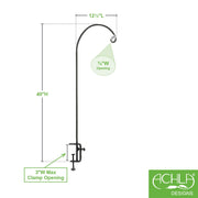 ACHLA Rail Mount Pole 40in | Black Wrought Iron | Deck & Balcony Railing Mount | 40 in H, Adjustable Height | Model BGP-07