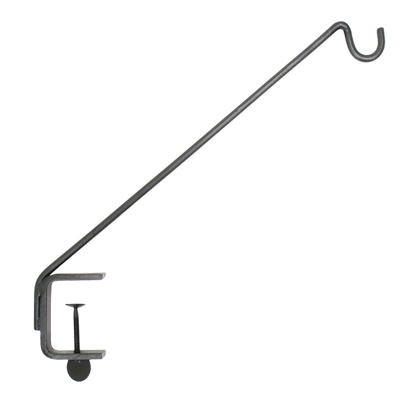 ACHLA Rail Mount Pole 24in | Black Wrought Iron | Outdoor Deck Railing & Garden Accent | 24 in H, 45° Angle | Model BGP-08
