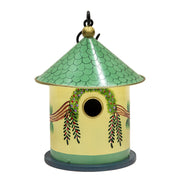 ACHLA Bastion Birdhouse | Hand-Painted Iron & Wood, Yellow & Teal | Garden & Patio Accent | 8in Dia x 12in H | Model BH-20