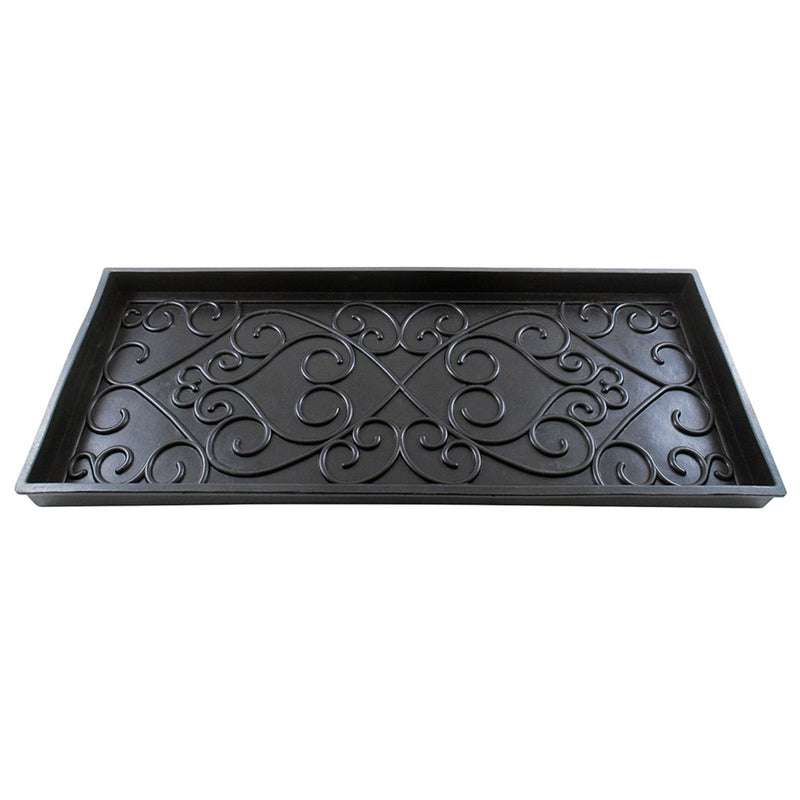 ACHLA Boot Tray | Heavy Rubber Scrollwork Design | Entryway & Mudroom Catch-All | 34 x 14 x 2 in | Model BT-01