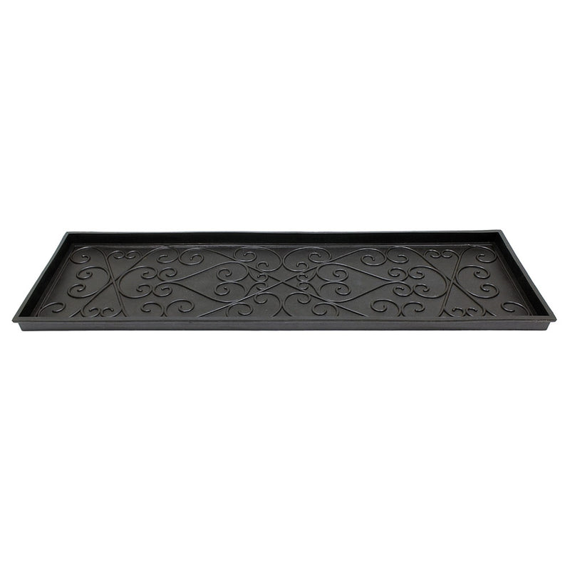 ACHLA Boot Tray Large 46in Black Rubber | Scrollwork Mudroom & Entryway Mat | 14 x 46 x 2 in | Model BT-01L
