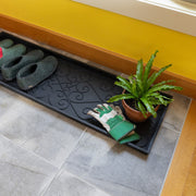 ACHLA Boot Tray Large 46in Black Rubber | Scrollwork Mudroom & Entryway Mat | 14 x 46 x 2 in | Model BT-01L
