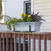 ACHLA Embossed Flower Box 24in Planter | Galvanized Steel | Outdoor Garden & Patio | 24 x 8 x 6 in | Model C-04