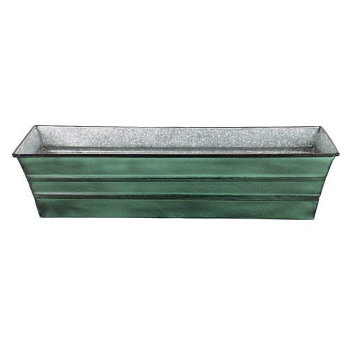 ACHLA Galvanized Tin Window Box 22in | Green Patina Powder-Coated Metal | Outdoor Window & Porch Planter | 22 x 6 x 5 in | Model C-08