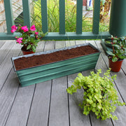 ACHLA Galvanized Tin Window Box 22in | Green Patina Powder-Coated Metal | Outdoor Window & Porch Planter | 22 x 6 x 5 in | Model C-08