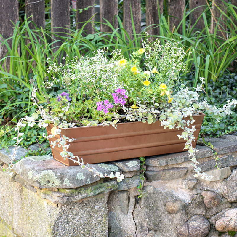 ACHLA Copper Plated Window Box Small | Rustic Tin with Copper Finish | Outdoor Deck & Window Planter | 22 x 6.25 x 5.25 in | Model C-08C
