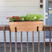 ACHLA Medium Flower Box with Clamp-On Brackets | Copper Plated Galvanized Steel and Black Wrought Iron | Porch & Balcony Railing | Model C-20C-RM